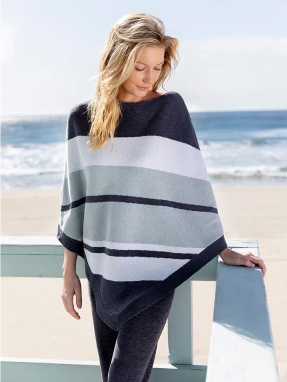 Barefoot Dreams CozyChic Ultra Lite Ocean Breeze Poncho